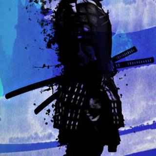 Samurai blue wallpaper