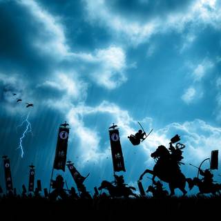 Samurai blue wallpaper