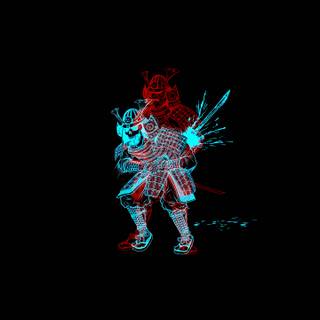 Samurai blue wallpaper