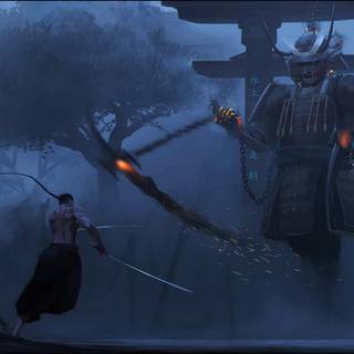 Samurai blue wallpaper