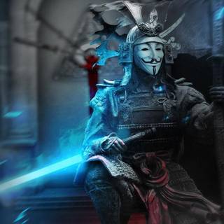 Samurai blue wallpaper