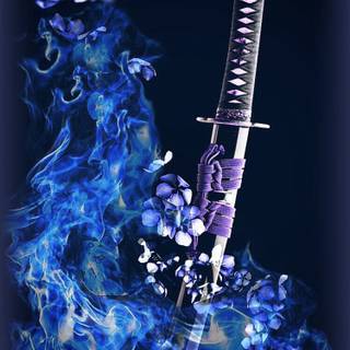 Samurai blue wallpaper