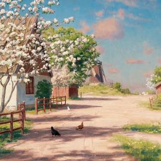 Farmhouse spring wallpaper