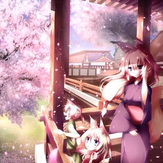 Spring Japan cartoons wallpaper