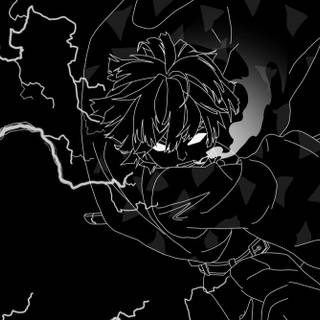 Black and white Demon Slayer wallpaper