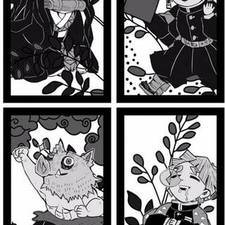 Black and white Demon Slayer wallpaper