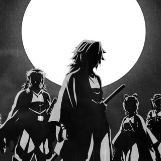 Black and white Demon Slayer wallpaper