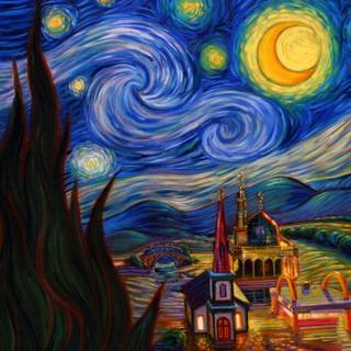Starry Night painting wallpaper