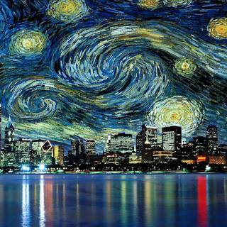 Starry Night painting wallpaper