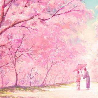 Aesthetic Sakura tree anime wallpaper