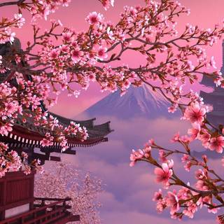Aesthetic Sakura tree anime wallpaper