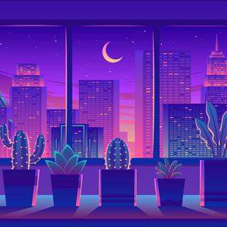 Aesthetic purple neon PC wallpaper