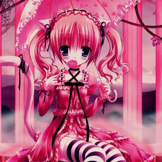 Kawaii anime pink wallpaper