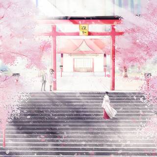 Aesthetic Sakura tree anime wallpaper