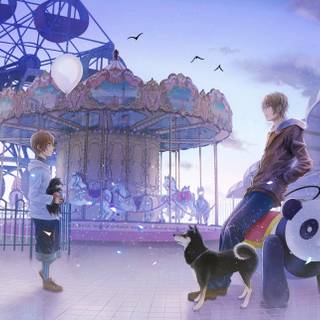 Dog and boy wallpaper