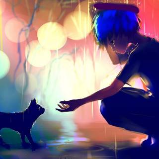 Dog and boy wallpaper