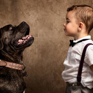 Dog and boy wallpaper