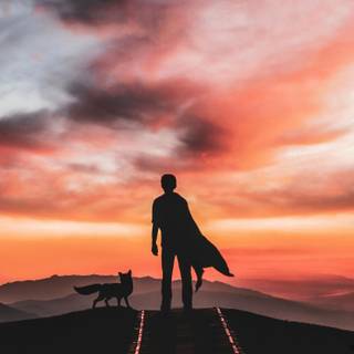 Dog and boy wallpaper