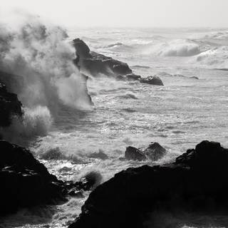 Black and white ocean wallpaper