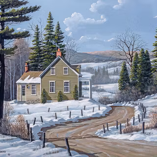 Country winter art wallpaper