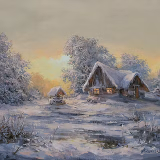 Country winter art wallpaper