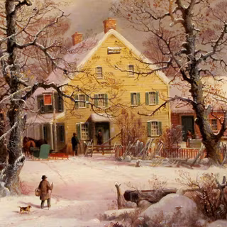 Country winter art wallpaper