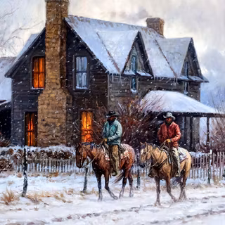 Country winter art wallpaper