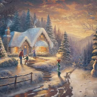 Country winter art wallpaper