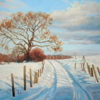 Country winter art wallpaper
