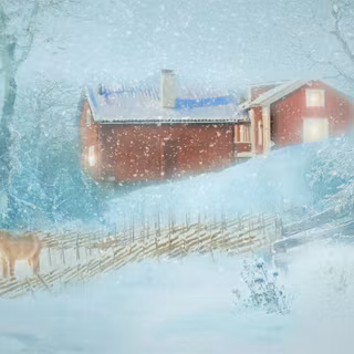 Country winter art wallpaper