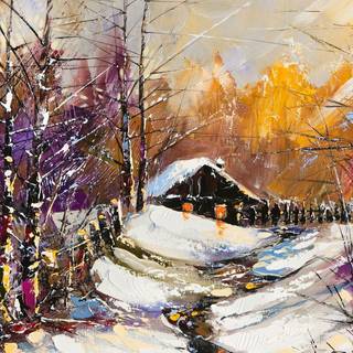 Country winter art wallpaper