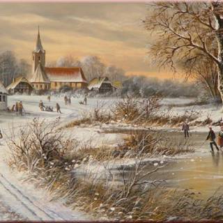 Country winter art wallpaper