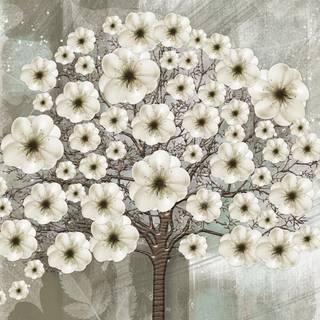 Pastel brown and white springtime wallpaper