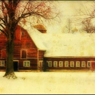 Country winter art wallpaper