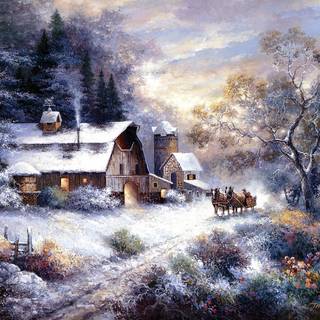 Country winter paintings wallpaper