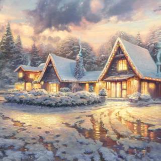 Country winter paintings wallpaper