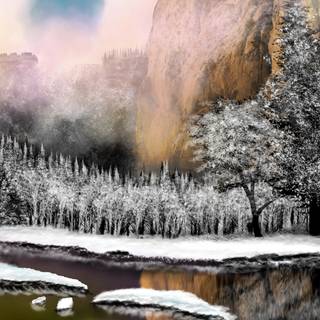 Country winter art wallpaper