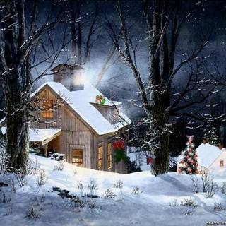 Country winter paintings wallpaper