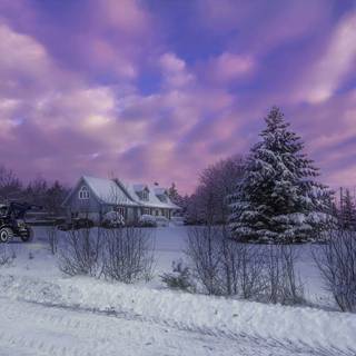Country winter paintings wallpaper