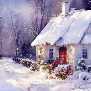 Country winter paintings wallpaper