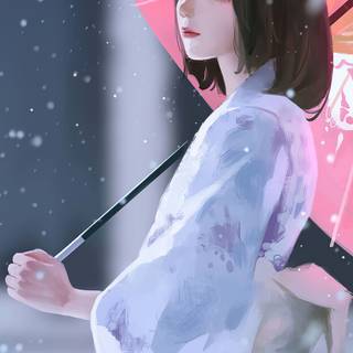 Cartoon iPhone girl wallpaper