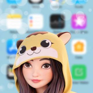 Cartoon iPhone girl wallpaper