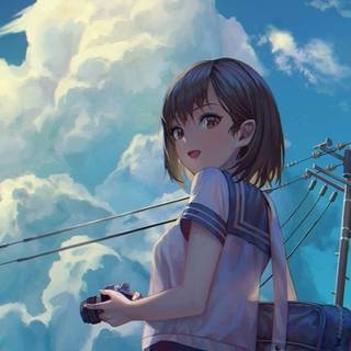 Cartoon iPhone girl wallpaper