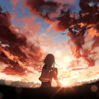 Anime sunset 1920x1080 PS4 wallpaper