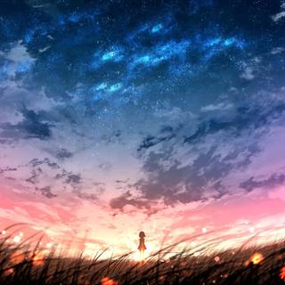 Anime sunset 1920x1080 PS4 wallpaper