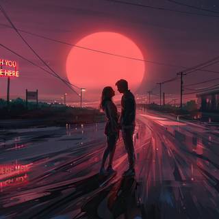 Anime sunset 1920x1080 PS4 wallpaper