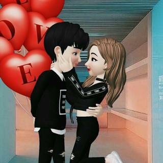 Girl cartoon love wallpaper