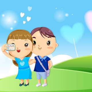 Girl cartoon love wallpaper