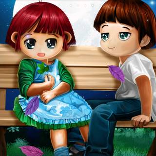 Girl cartoon love wallpaper
