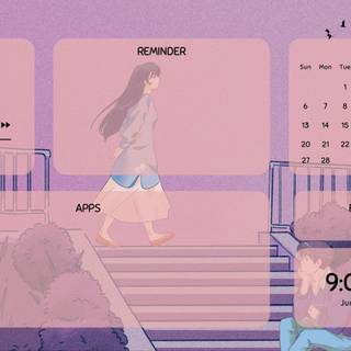 Anime pink aesthetic PC wallpaper